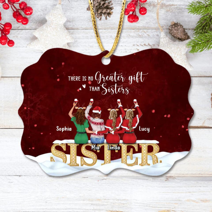 Personalized Besties/Sisters Xmas Rectangle Wooden Ornament - Gift Idea For Best Friends - Up to 4 Friends - There Is No Greater Gift Than Sisters