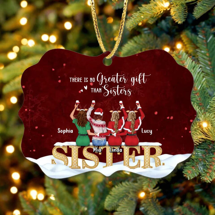 Personalized Besties/Sisters Xmas Rectangle Wooden Ornament - Gift Idea For Best Friends - Up to 4 Friends - There Is No Greater Gift Than Sisters