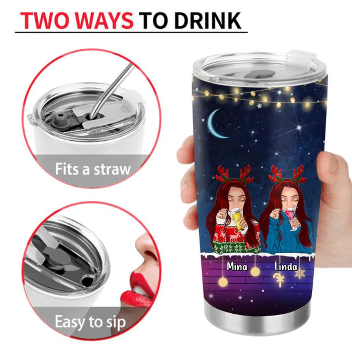 Personalized Besties Christmas Tumbler - Gift Idea For Best Friends - Up to 4 Friends - We're More Than Friends We're Like A Small Gang
