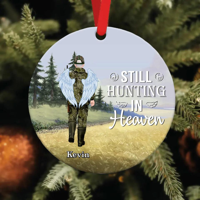 Personalized Memorial Hunting Wooden Ornament - Up to 3 People - Memorial Gift Idea For Hunting Lovers - Still Hunting In Heaven