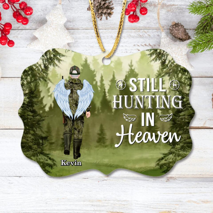 Personalized Memorial Hunting Wooden Ornament - Up to 3 People - Memorial Gift Idea For Hunting Lovers - Still Hunting In Heaven