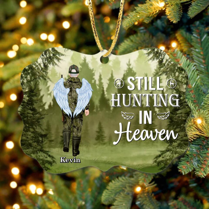 Personalized Memorial Hunting Wooden Ornament - Up to 3 People - Memorial Gift Idea For Hunting Lovers - Still Hunting In Heaven