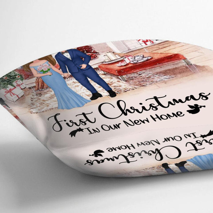 Personalized Couple Xmas Pillow Cover - Christmas Gift Idea For Couple/Anniversary Gift - First Christmas In Our New Home
