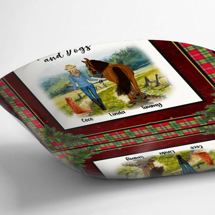 Personalized Dog & Horse Fleece Throw Blanket/Quilt/Pillow Cover - Gift Idea For Dog/Horse Lovers - Just A Girl Who Loves Horses And Dogs