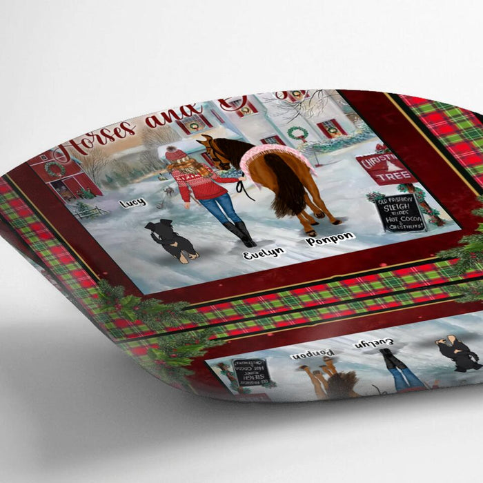 Personalized Dogs & Horses Fleece Throw Blanket/Quilt/Pillow Cover - Gift Idea For Horse/Dog Lovers - Life Is Better With Horses And Dogs