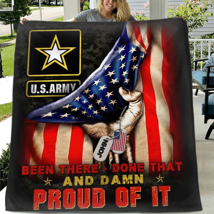 Personalized Veteran Proudly Served Quilt/Fleece Blanket - Gift Idea For Veterans - Been There Done That And Damn Proud Of It
