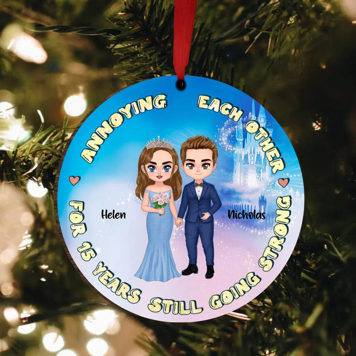 Personalized Couple Wedding Circle Wooden Ornament - Gift Idea For Couple/Wedding Anniversary - Annoying Each Other For 15 Years And Still Going Strong