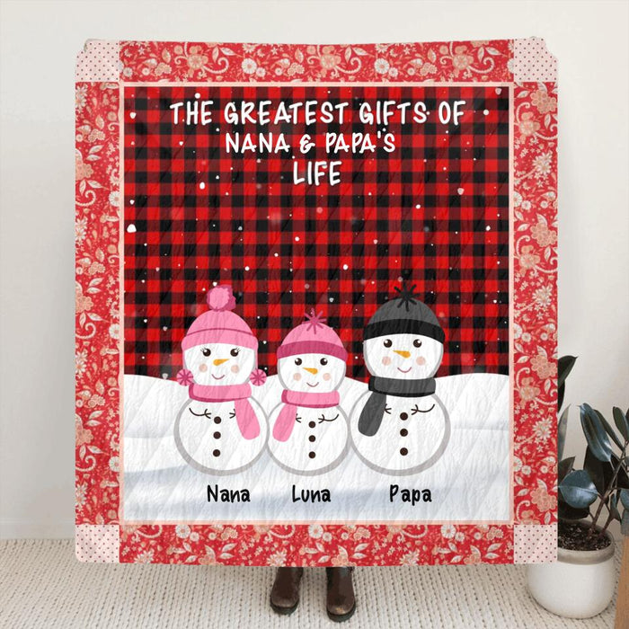 Personalized Grandparents & Grandkids Fleece Throw Blanket/Quilt - Christmas Gift Idea For Grandparents - Up To 20 Grandkids - The Greatest Gifts Of Nana & Papa's Life