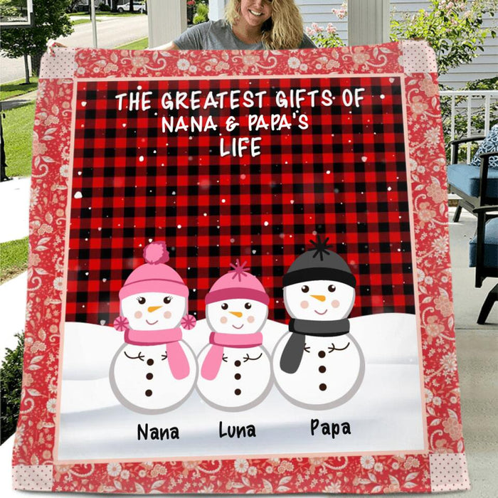 Personalized Grandparents & Grandkids Fleece Throw Blanket/Quilt - Christmas Gift Idea For Grandparents - Up To 20 Grandkids - The Greatest Gifts Of Nana & Papa's Life