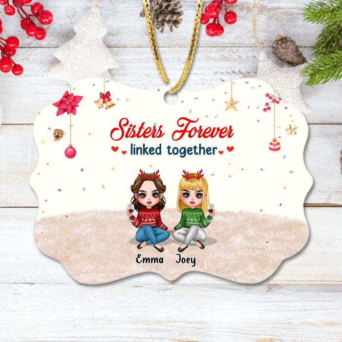 Personalized Best Friends/Sisters Rectangle Ornament - Gift Idea For Sisters/Besties - Up to 4 Girls - Sisters Forever Linked Together