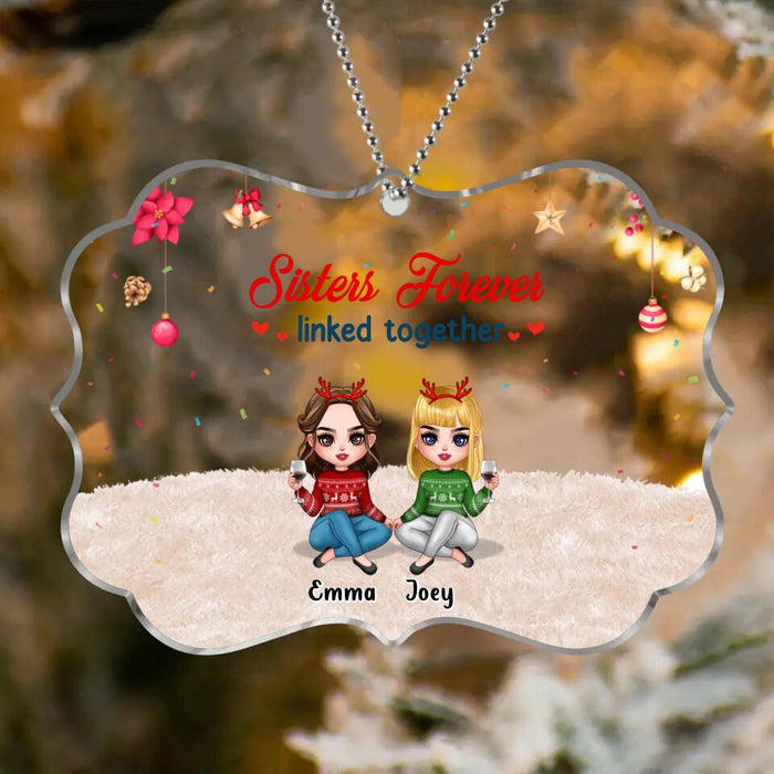 Personalized Best Friends/Sisters Rectangle Ornament - Gift Idea For Sisters/Besties - Up to 4 Girls - Sisters Forever Linked Together