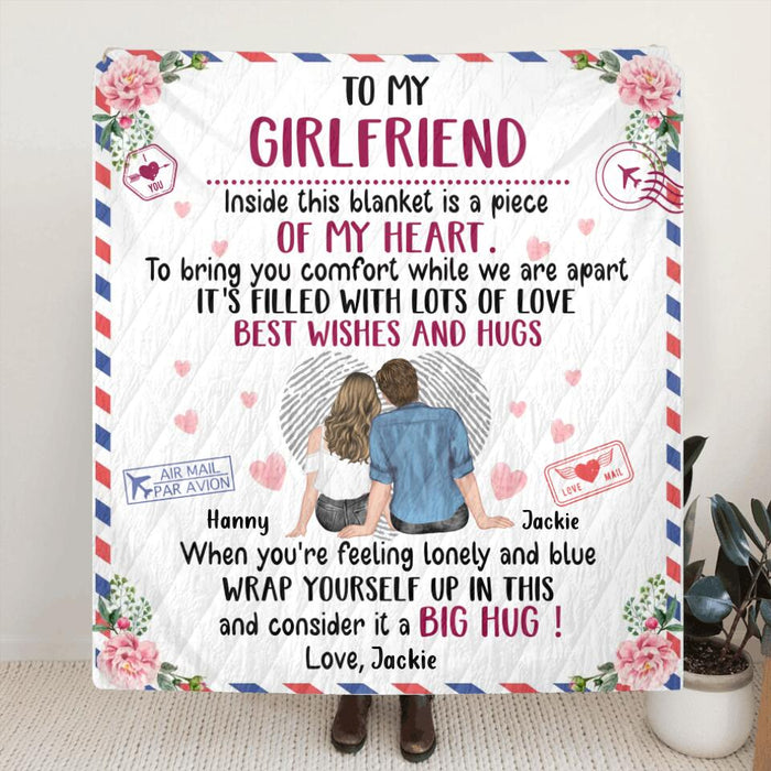 Personalized To My Girlfriend/Wife Fleece Throw Blanket/Quilt - Gift Idea For Wife/Girlfriend - Inside This Blanket Is A Piece Of My Heart