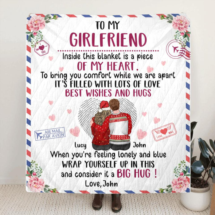 Personalized To My Girlfriend/Wife Fleece Throw Blanket/Quilt - Gift Idea For Wife/Girlfriend - Inside This Blanket Is A Piece Of My Heart