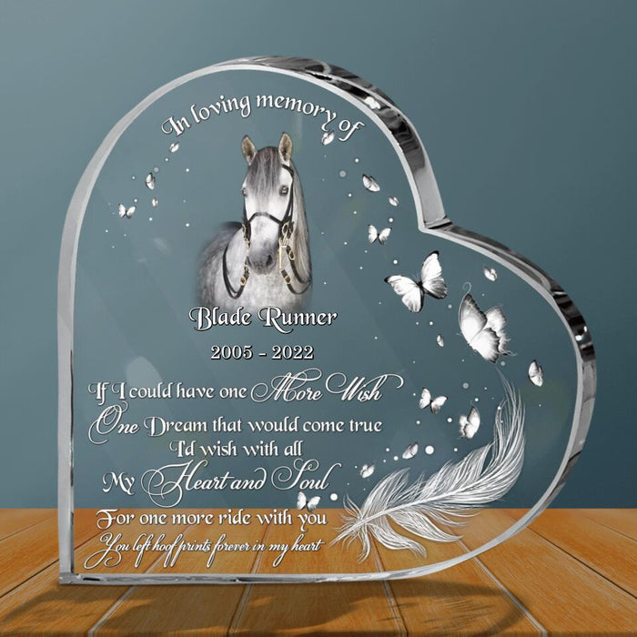 Personalized Memorial Horse Photo Acrylic Plaque - Memorial Gift Idea For Horse Owners - If I Could Have One More Wish