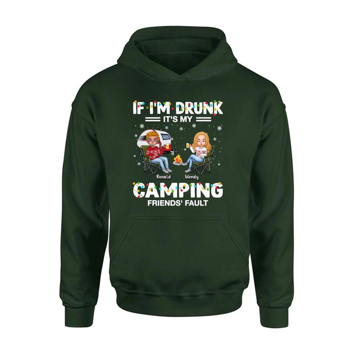 Personalized Camping Friends Shirt - Up to 7 Friends - Christmas Gift For Friends/Camping Lovers - If I'm Drunk It's My Camping Friends' Fault