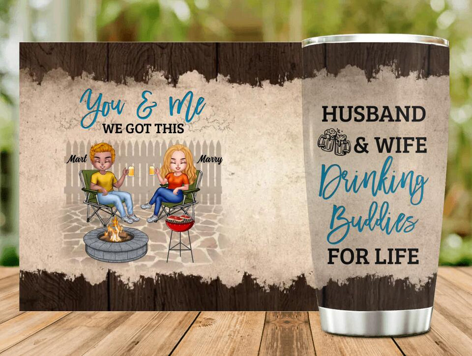 Personalized Couple Tumbler - Gift Idea For Couple/Camping Lover - Husband & Wife Drinking Buddies For Life