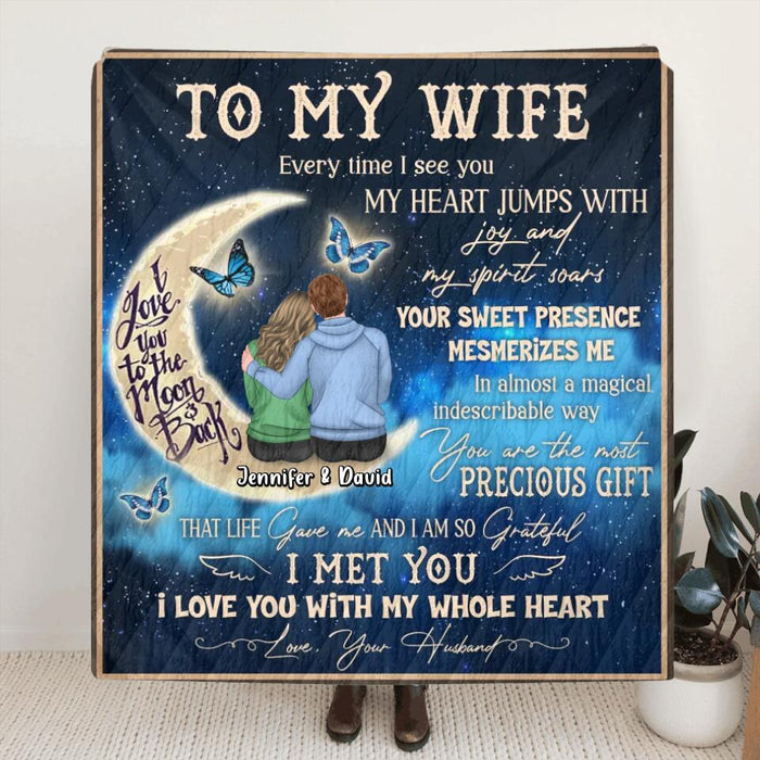 Personalized To My Wife Fleece Throw Blanket/Quilt - Gift Idea For Wife - I Love You With My Whole Heart