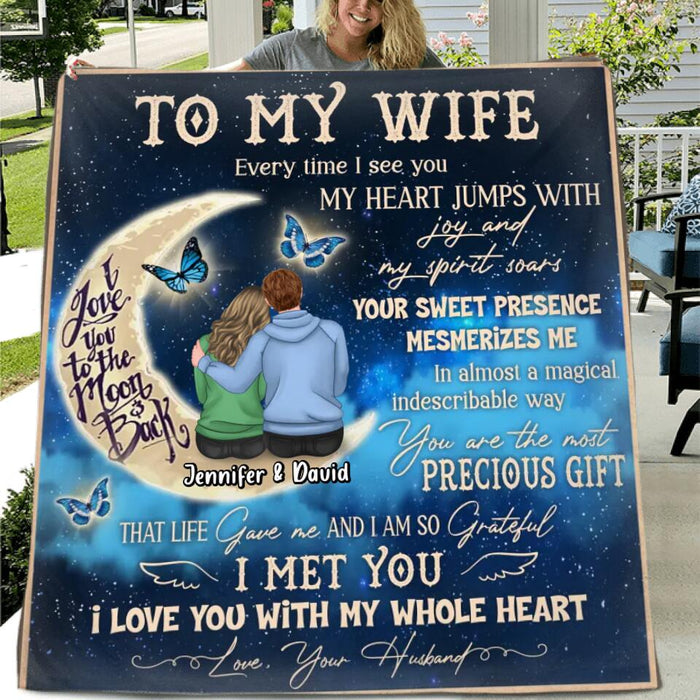 Personalized To My Wife Fleece Throw Blanket/Quilt - Gift Idea For Wife - I Love You With My Whole Heart