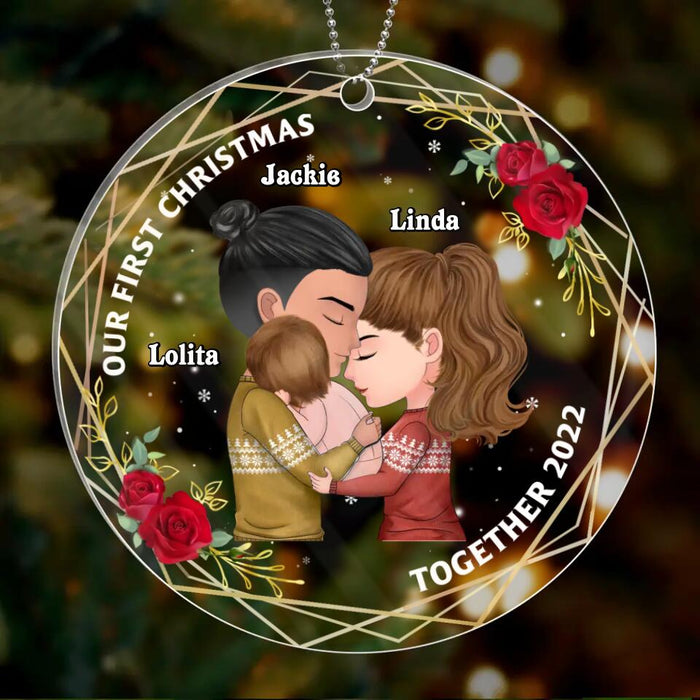 Personalized First Christmas New Parent Circle Acrylic Ornament - Gift Idea For Family - Our First Christmas Together 2022