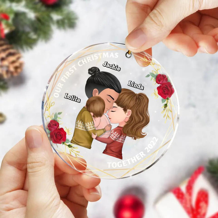 Personalized First Christmas New Parent Circle Acrylic Ornament - Gift Idea For Family - Our First Christmas Together 2022