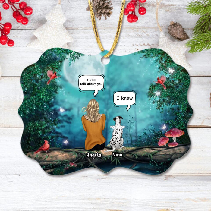 Personalized Memorial Dog/Cat Circle/Rectangle Wooden/Acrylic Ornament - Adult/Couple With Up to 4 Pets - Memorial Gift Idea For Dog/ Cat Lovers - I Still Talk About You
