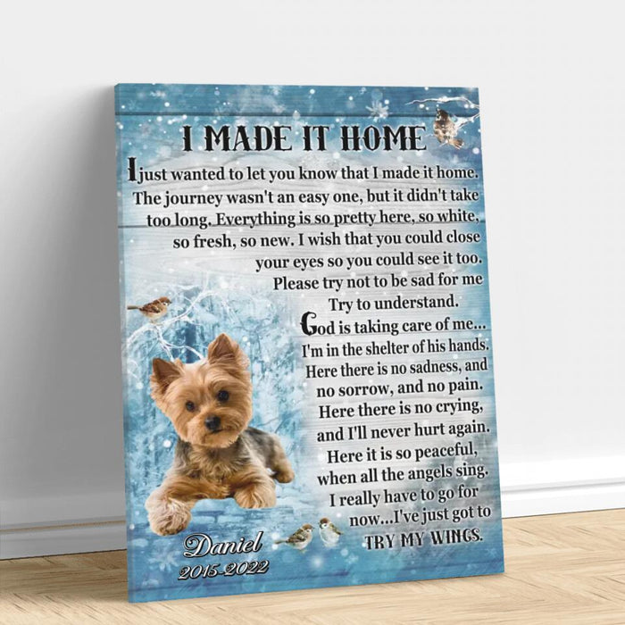 Personalized Memorial Pet Canvas - Upload Photo - Memorial Gift Idea Dog/Cat Lover - I Made It Home
