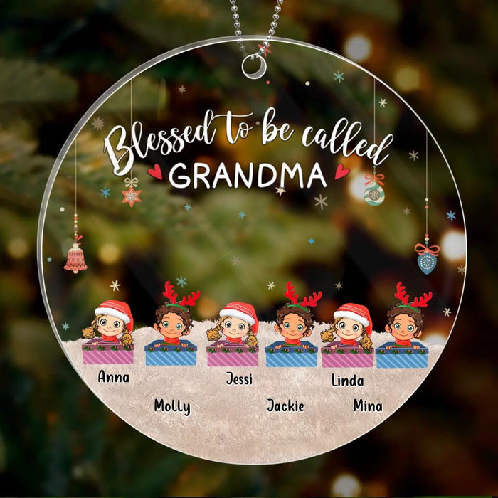 Personalized Grandma & Grandkids Circle/Rectangle Acrylic Ornament - Gift Idea For Grandma - Up to 6 Kids  - Blessed To Be Called Grandma