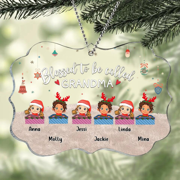 Personalized Grandma & Grandkids Circle/Rectangle Acrylic Ornament - Gift Idea For Grandma - Up to 6 Kids  - Blessed To Be Called Grandma