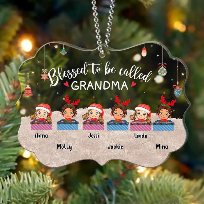 Personalized Grandma & Grandkids Circle/Rectangle Acrylic Ornament - Gift Idea For Grandma - Up to 6 Kids  - Blessed To Be Called Grandma