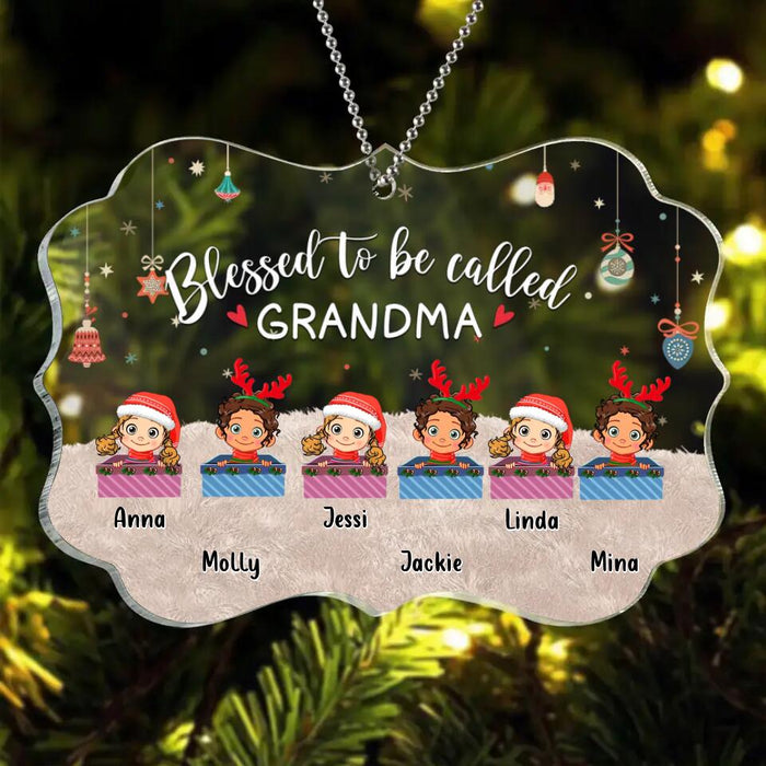 Personalized Grandma & Grandkids Circle/Rectangle Acrylic Ornament - Gift Idea For Grandma - Up to 6 Kids  - Blessed To Be Called Grandma