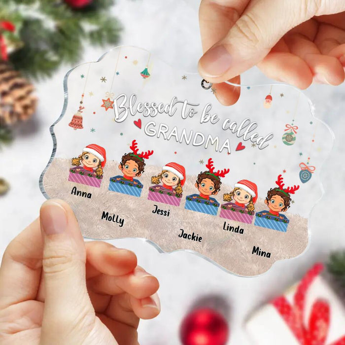 Personalized Grandma & Grandkids Circle/Rectangle Acrylic Ornament - Gift Idea For Grandma - Up to 6 Kids  - Blessed To Be Called Grandma