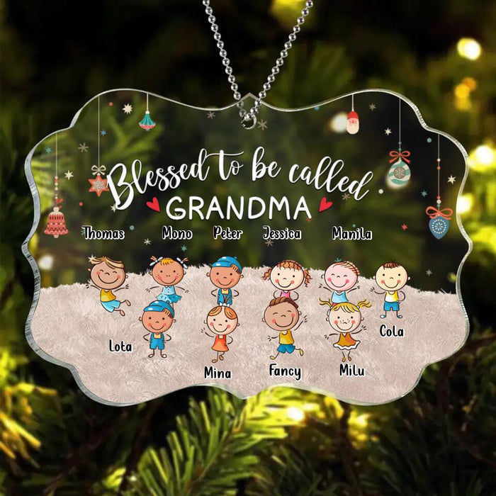 Personalized Grandma & Grandkids Circle/Rectangle Acrylic Ornament - Gift Idea For Grandma - Up to 6 Grandkids - Blessed To Be Called Grandma