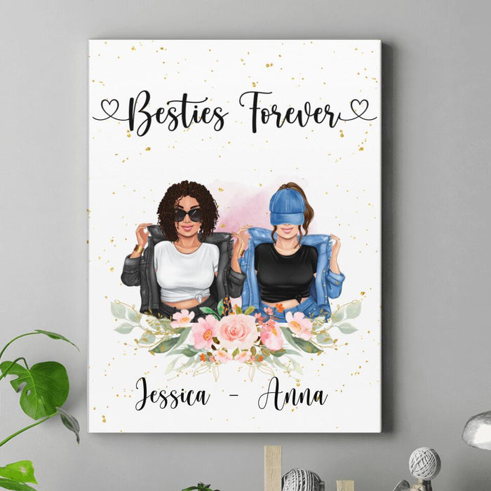 Personalized Besties Vertical Canvas - Gift For Best Friends - Besties Forever