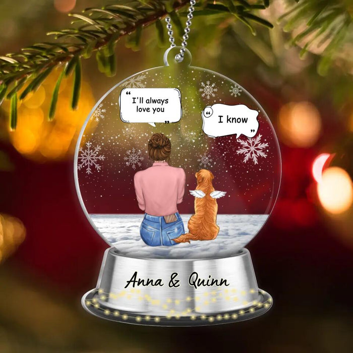 Personalized Memorial Pet Acrylic Ornament - Adult/Couple With Up to 4 Pets - Memorial Gift Idea For Dog/Cat Owners