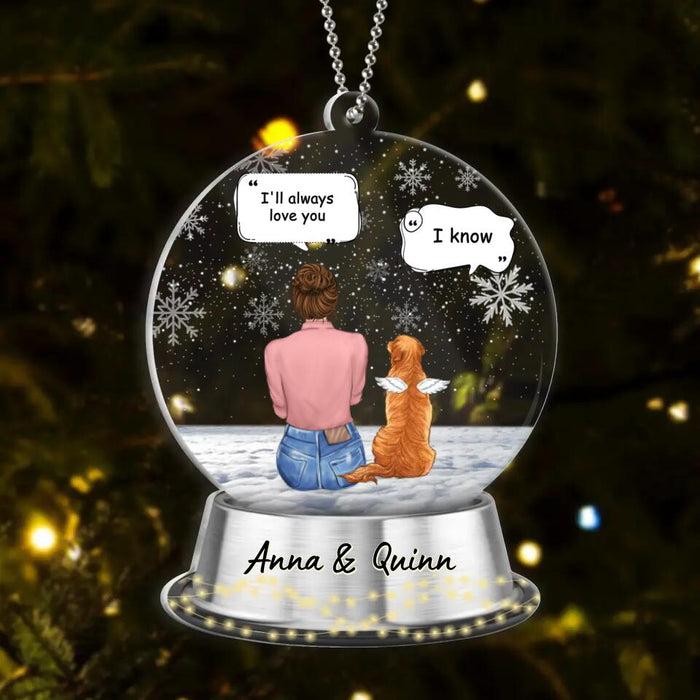Personalized Memorial Pet Acrylic Ornament - Adult/Couple With Up to 4 Pets - Memorial Gift Idea For Dog/Cat Owners