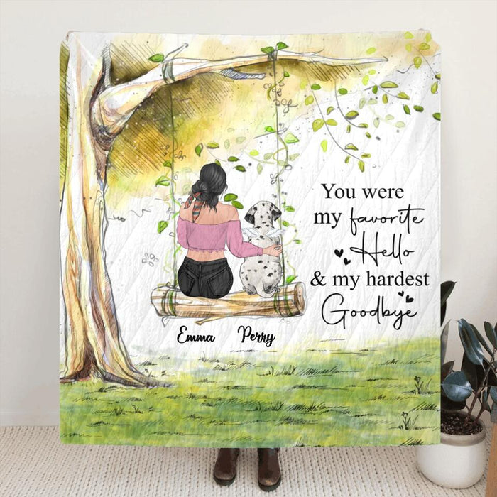 Personalized Memorial Pet Mom Fleece/Quilt Blanket - Up to 3 Pets - Memorial Gift Idea For Dog/Cat Owners - Your Wings Were Ready But My Heart Was Not
