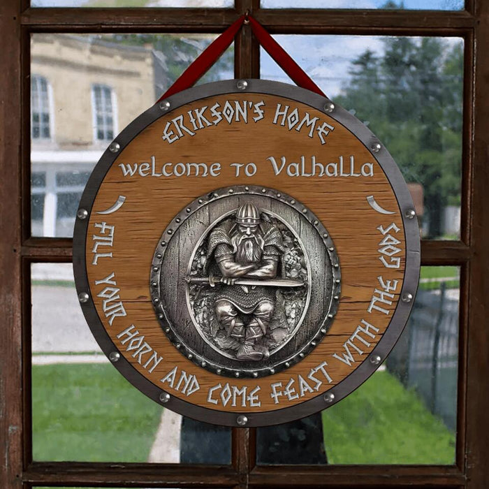 Personalized Viking Wooden Sign - Gift Idea For Viking Lovers - Welcome To Valhalla