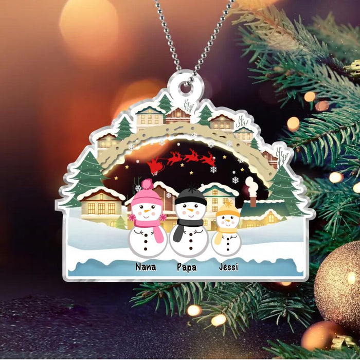 Personalized Home Snowman Acrylic Ornament - Christmas Gift For Family - Grandparents/Parents With Up to 20 Kids