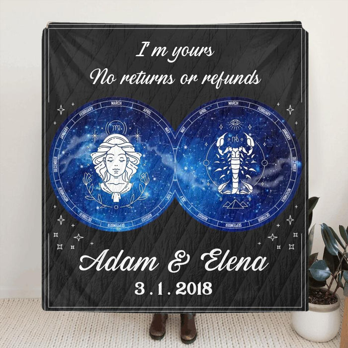 Personalized Zodiac Couple Star Signs Fleece/Quilt Blanket - Gift Idea For Couple