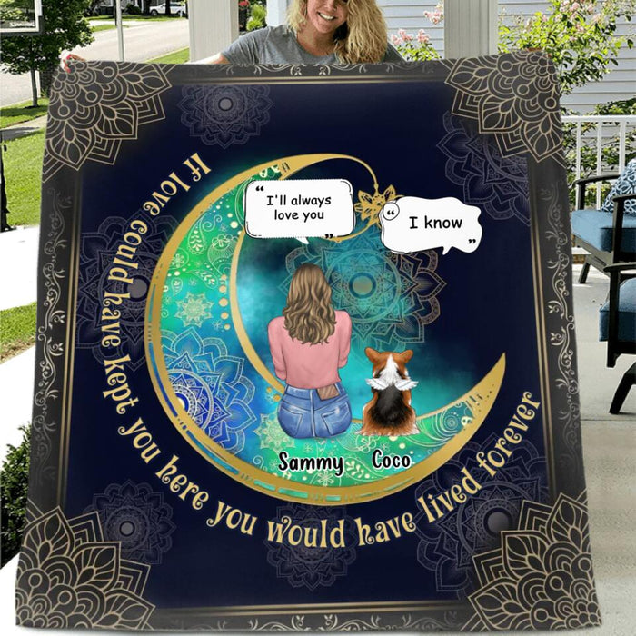 Personalized Memorial Pet Quilt/Fleece Blanket - Up to 4 Pets - Gift Idea For Dog/Cat/Bunny Owners - If Love Could Have Kept You Here You Would Have Lived Forever