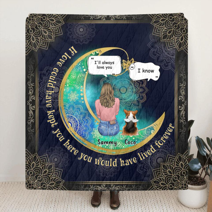 Personalized Memorial Pet Quilt/Fleece Blanket - Up to 4 Pets - Gift Idea For Dog/Cat/Bunny Owners - If Love Could Have Kept You Here You Would Have Lived Forever