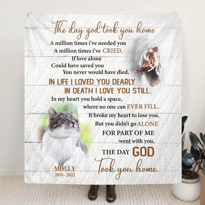 Personalized Memorial Pet Photo Pillow Cover/Quilt/Fleece Blanket - Memorial Gift Idea For Pet Lover - The Day God Took You Home
