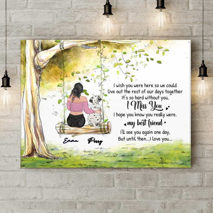 Personalized Memorial Pet Mom Horizontal Canvas - Up to 3 Pets - Memorial Gift Idea For Dog/Cat Owners - I Wish You Were Here