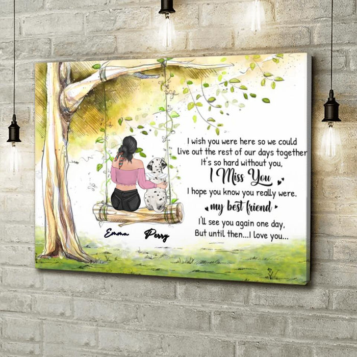 Personalized Memorial Pet Mom Horizontal Canvas - Up to 3 Pets - Memorial Gift Idea For Dog/Cat Owners - I Wish You Were Here