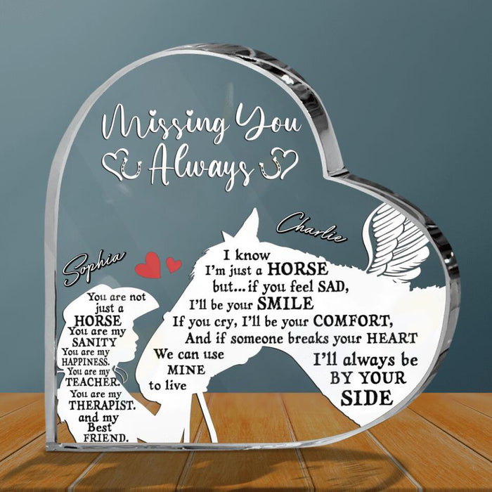 Personalized Horse Mom Acrylic Plaque -  Memorial Gift For Horse Owners - Missing You Always