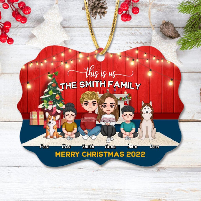 Personalized Family Christmas Ornament - Christmas Gift Idea For Family/ Dog/Cat Lover - Couple/Parents With Up to 2 Kids And 4 Pets - This Is Us Merry Christmas 2022