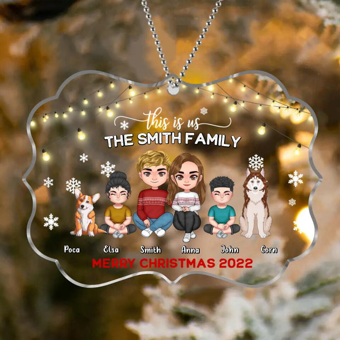 Personalized Family Christmas Ornament - Christmas Gift Idea For Family/ Dog/Cat Lover - Couple/Parents With Up to 2 Kids And 4 Pets - This Is Us Merry Christmas 2022