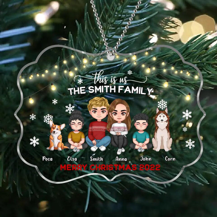 Personalized Family Christmas Ornament - Christmas Gift Idea For Family/ Dog/Cat Lover - Couple/Parents With Up to 2 Kids And 4 Pets - This Is Us Merry Christmas 2022
