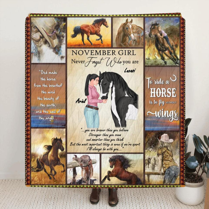 Personalized Horse Girl Quilt/Fleece Blanket - Gift Idea For Horse Lovers - I'll Always Be With You