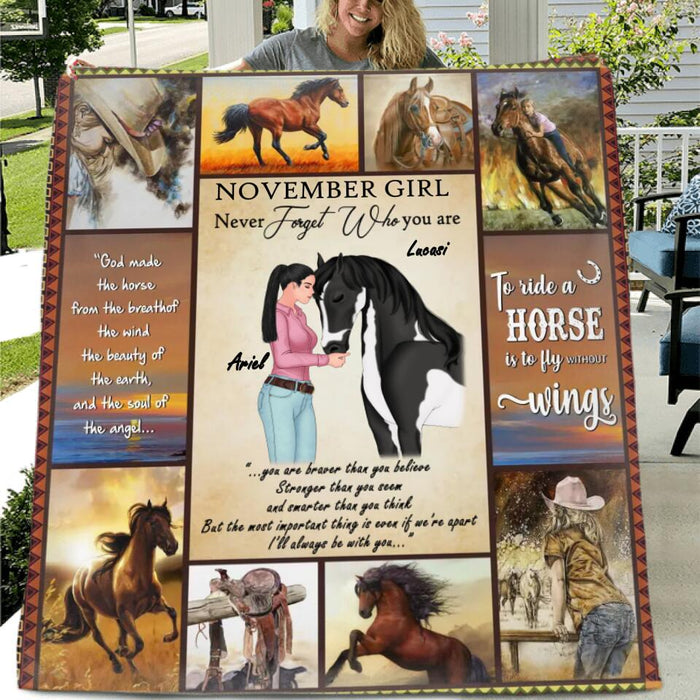 Personalized Horse Girl Quilt/Fleece Blanket - Gift Idea For Horse Lovers - I'll Always Be With You